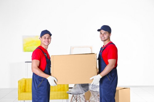 Removal team preparing a move in a Richmond residential street