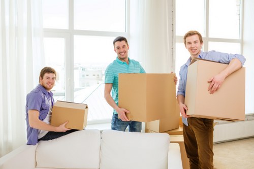 Moving van loading boxes for urgent removals in Richmond