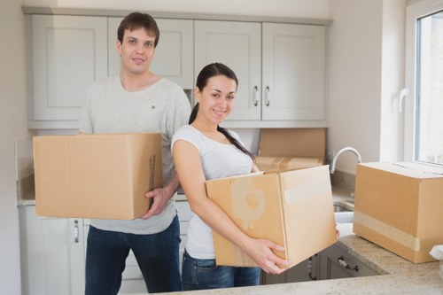 Boxes and personal items arranged for student removals in Richmond